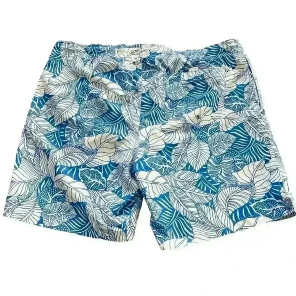 Lands End Mens Blue & White Swim Trunks Size XL